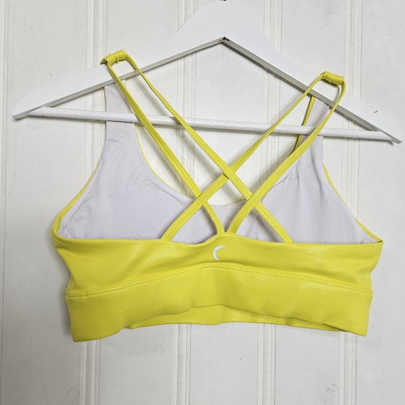 ZYIA Active Sports Bra Womens Size M Light n Tight Strappy Neon Yellow Pebbled - Picture 4 of 11